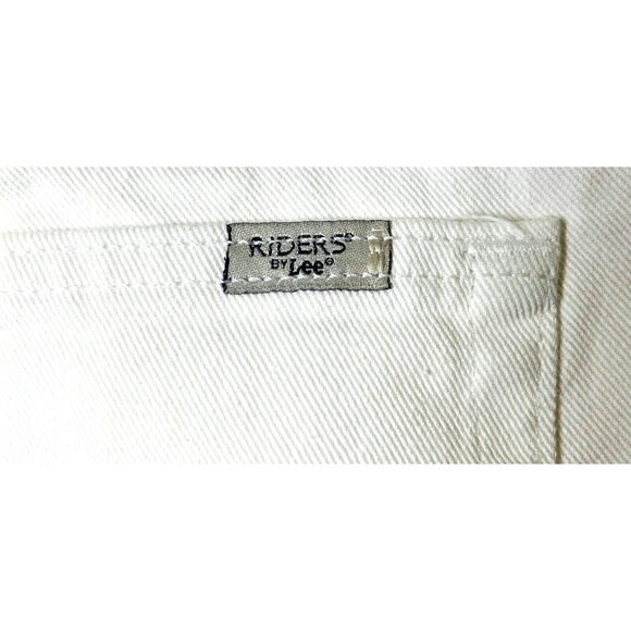 Riders By Lee Womens White Shorts With Green Belt Loop14M Cotton/Spandex - Picture 4 of 4